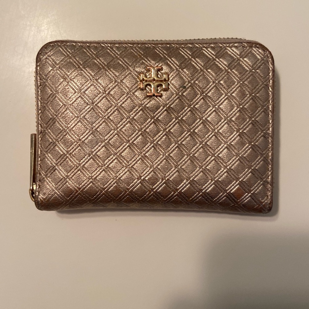Tory Burch Rose Gold Quilted Leather Coin Purse